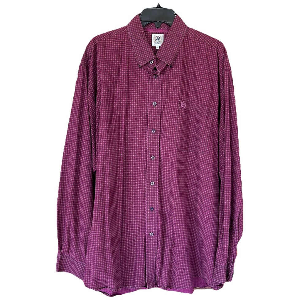 Cinch Men's‎ Western Burgundy Button-Down Shirt Long Sleeve Rodeo Cowboy 2XL XXL